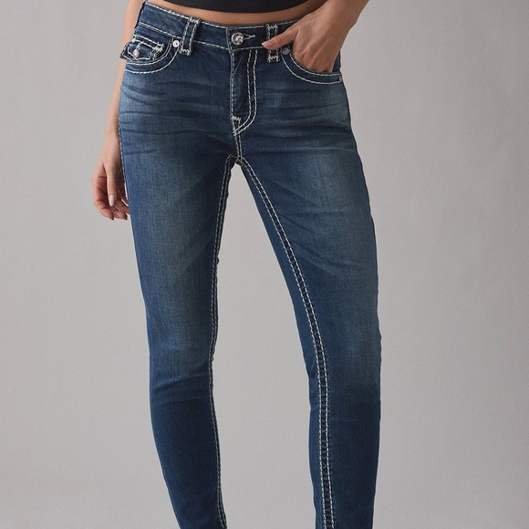 True Religion Jennie curvy High Rise Mr T Flap Skinny Jeans Sz 29 - Picture 2 of 10